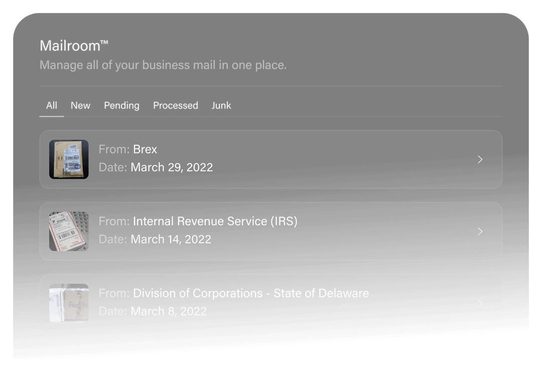 Firstbase Mailroom™ Get a business address and mailbox